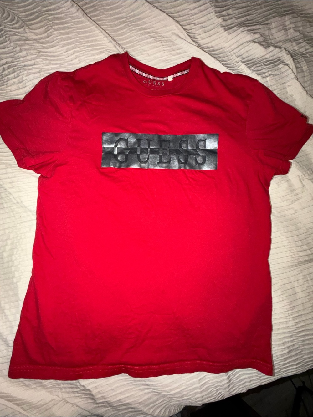 GUESS Red Short Sleeve Logo Tee